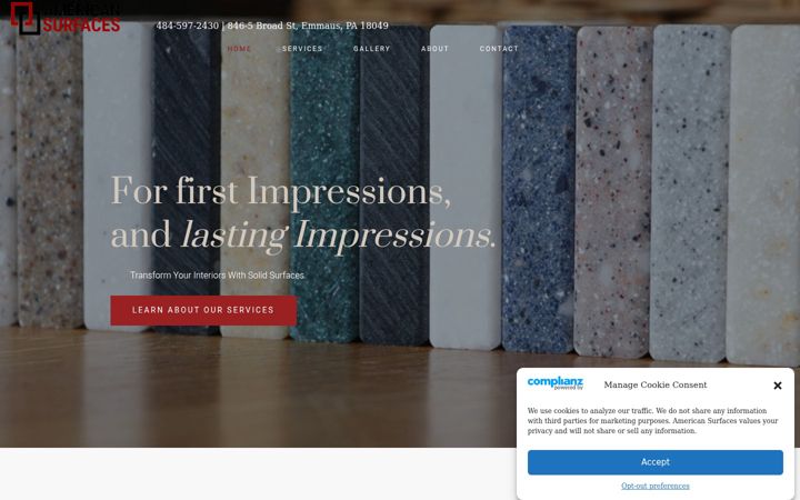 Screenshot of american-surfaces.com