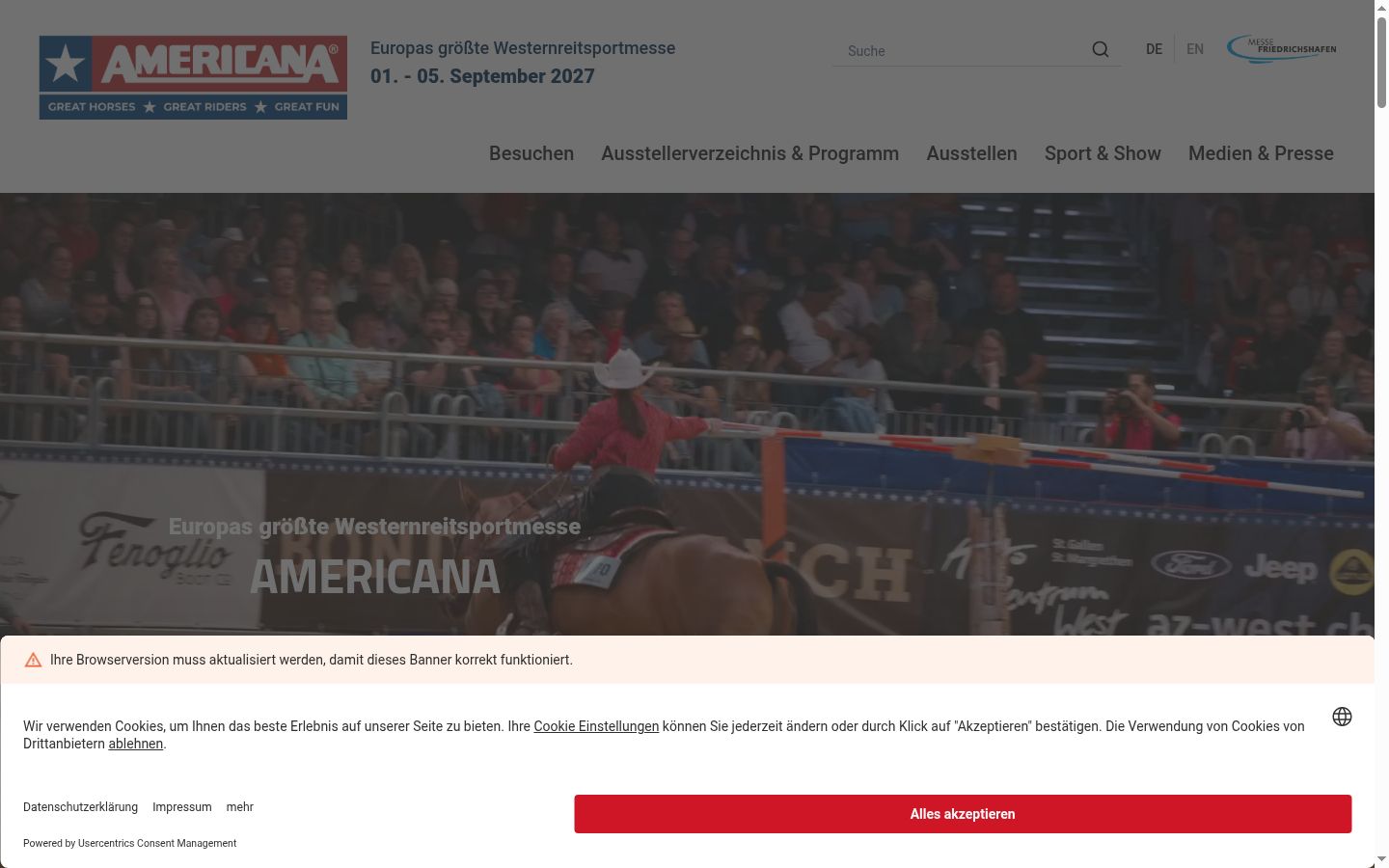 Screenshot του banner συγκατάθεσης που εμφανίστηκε πριν από οποιαδήποτε αλληλεπίδραση