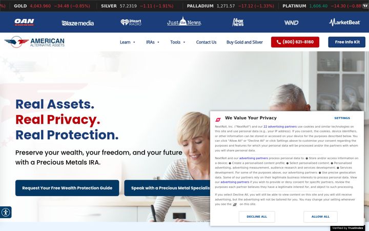 Captură de ecran a americanalternativeassets.com