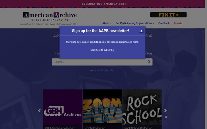 Screenshot of americanarchive.org