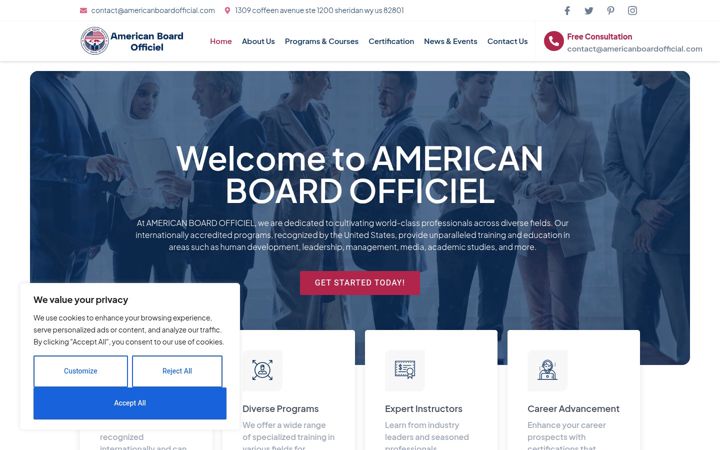 Screenshot of americanboardofficial.com