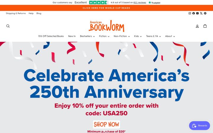 Snímek obrazovky americanbookworm.com