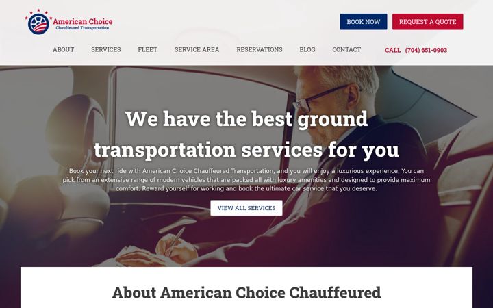 Screenshot of americanchoicechauffeur.com
