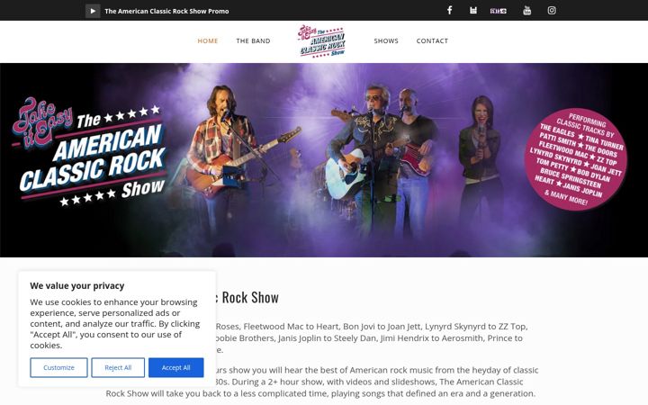 Screenshot of americanclassicrockshow.com