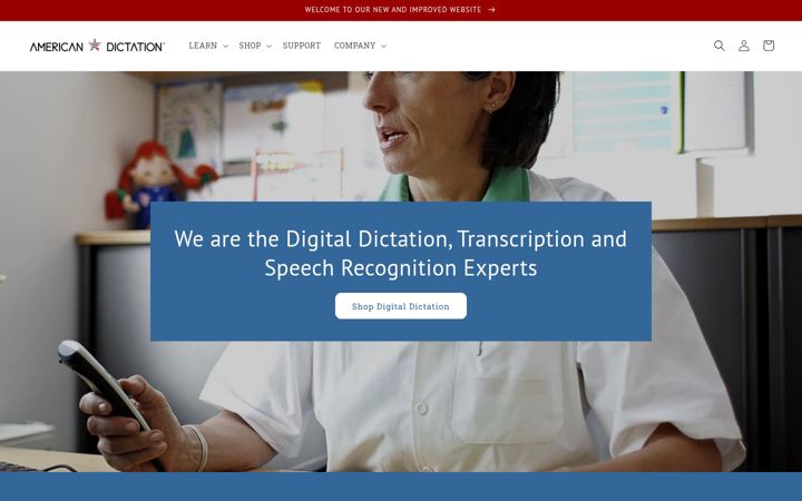 Skärmbild av americandictation.com