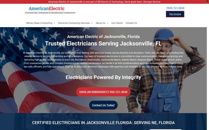 Skjámynd af americanelectricofjacksonville.com