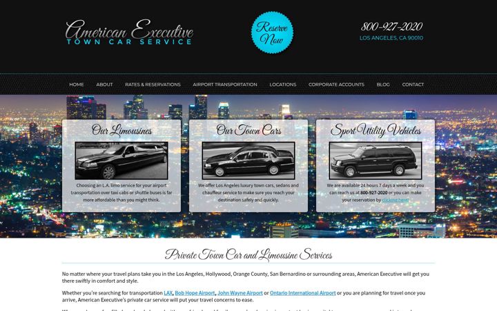 Screenshot of americanexecutiveairportlimo.com