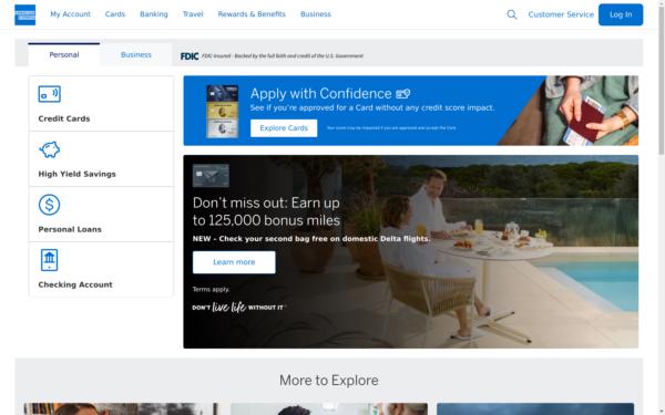 Screenshot of americanexpress.com