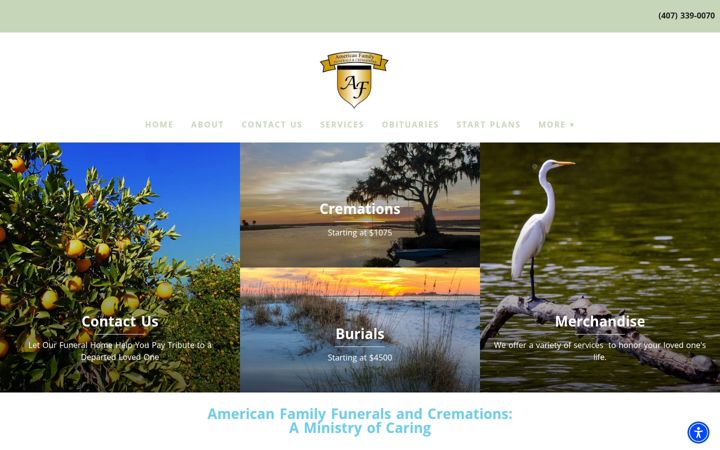 Screenshot of americanfamilyfunerals.com