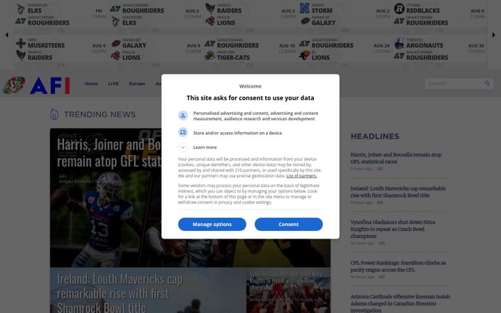 Screenshot of americanfootballinternational.com