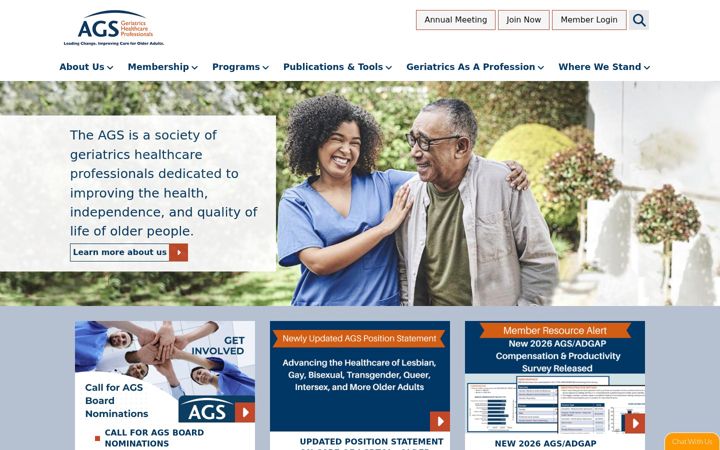 Screenshot of americangeriatrics.org