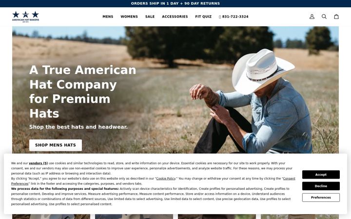 Screenshot of americanhatmakers.com