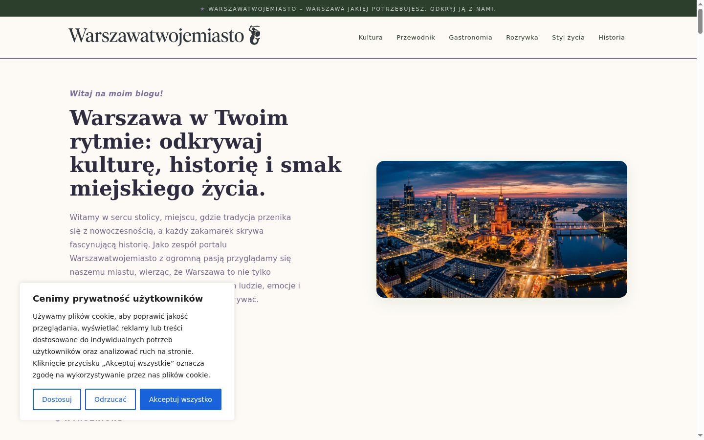 Zrzut ekranu banera zgody wyświetlanego przed jakąkolwiek interakcją