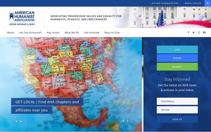 Screenshot di americanhumanist.org