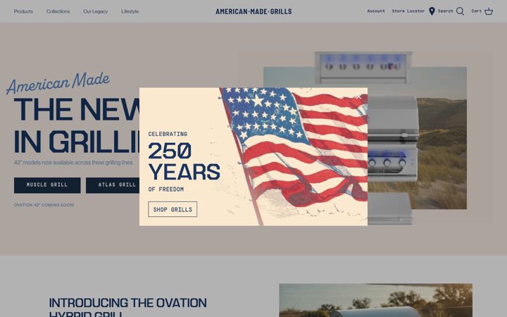 Screenshot von americanmadegrills.com