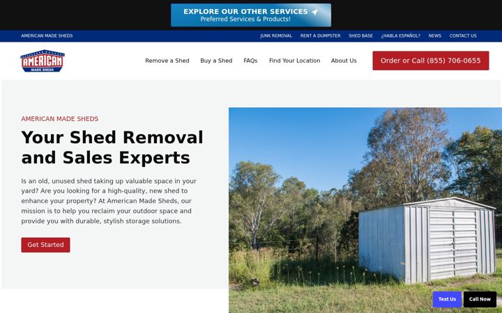 Screenshot του americanmadesheds.com