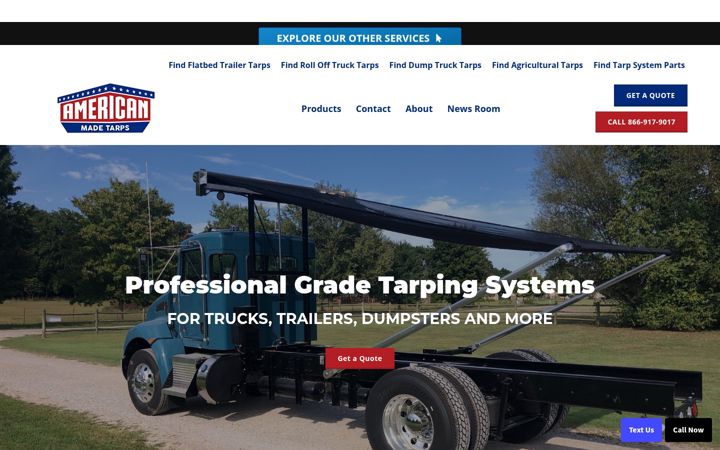 Screenshot του americanmadetarps.com