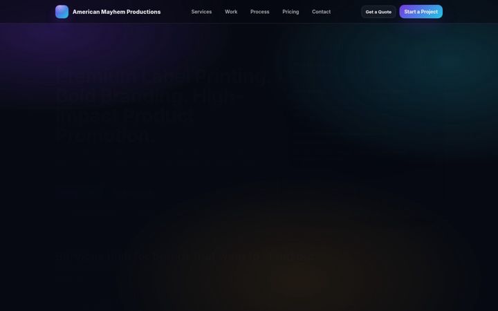 Screenshot of americanmayhemproductions.com