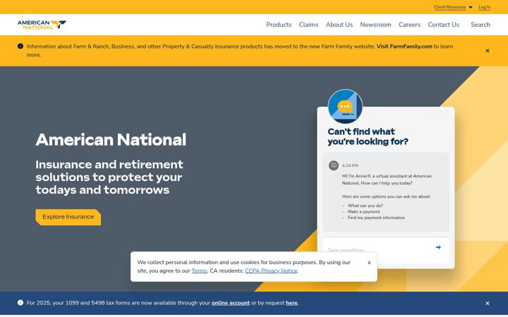 Screenshot of americannational.com