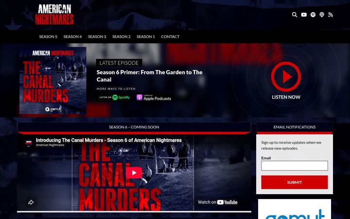 Screenshot of americannightmarespodcast.com