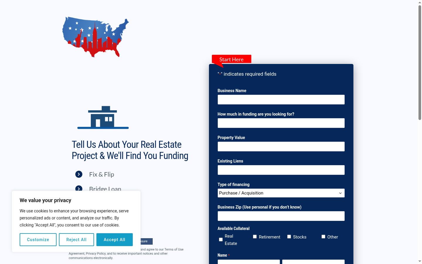Screenshot of the consent banner shown before any interaction