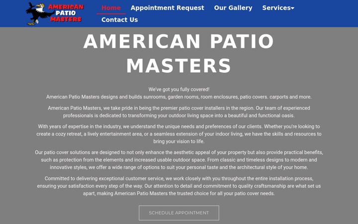 Screenshot of americanpatiomasters.com