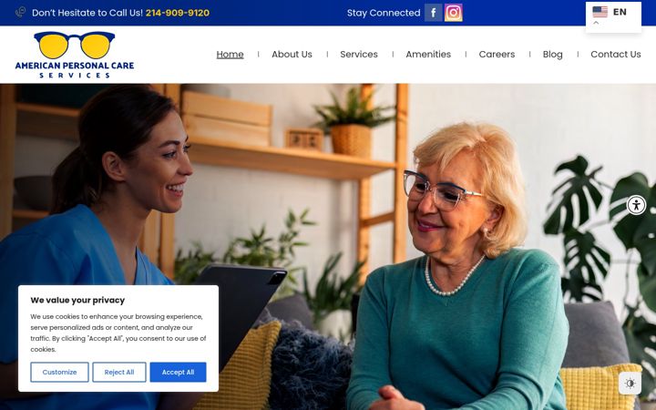 Screenshot stránky americanpersonalcare.com
