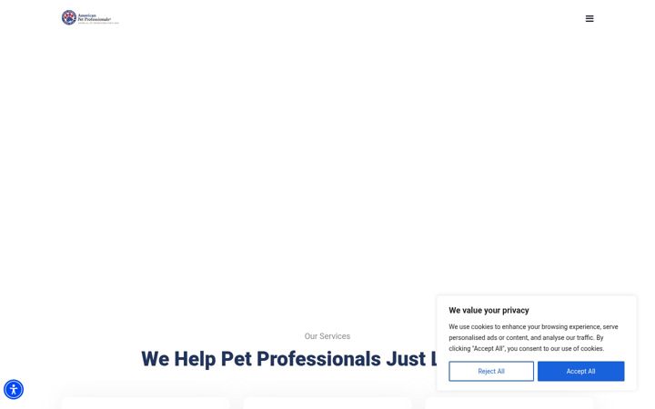 Screenshot stránky americanpetprofessionals.com