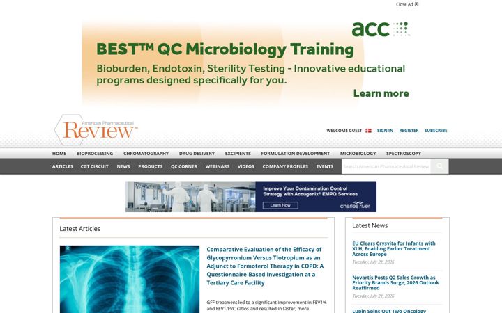 Screenshot of americanpharmaceuticalreview.com