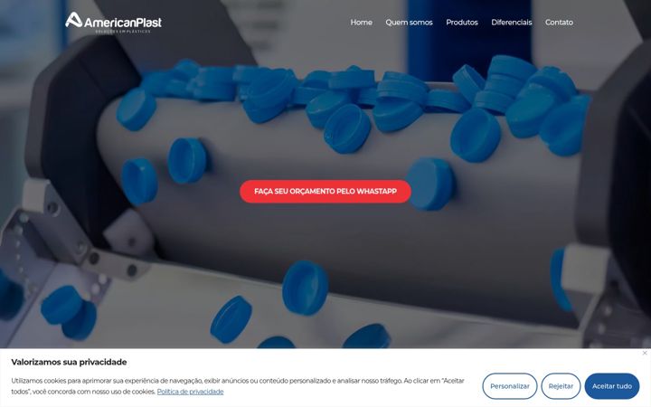 Screenshot stránky americanplast.com.br