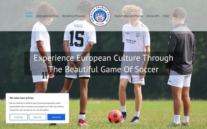 Skærmbillede af americanpremiersoccer.com
