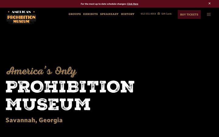 Skærmbillede af americanprohibitionmuseum.com
