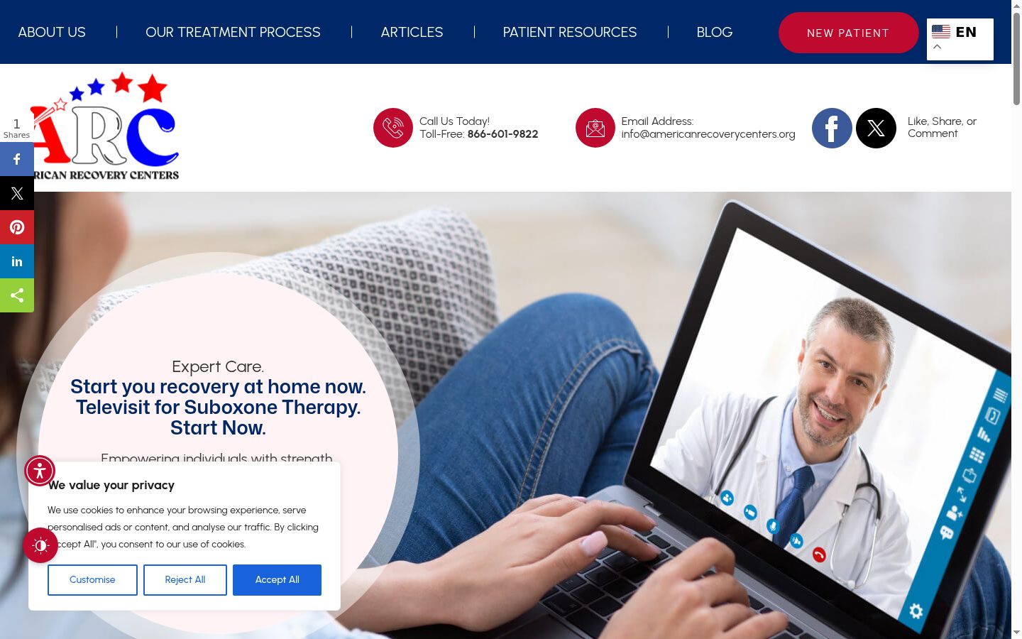 Screenshot del banner di consenso mostrato prima di qualsiasi interazione