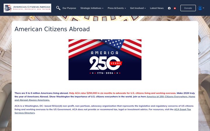 Screenshot di americansabroad.org