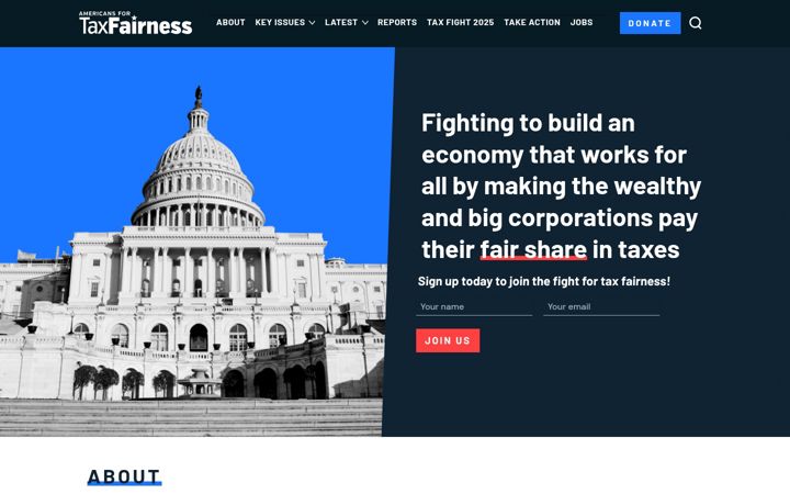 Screenshot of americansfortaxfairness.org