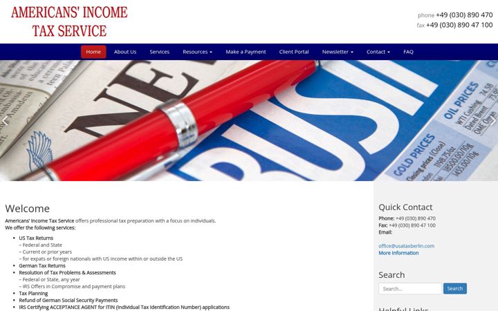 Screenshot of americansincometaxservice.com