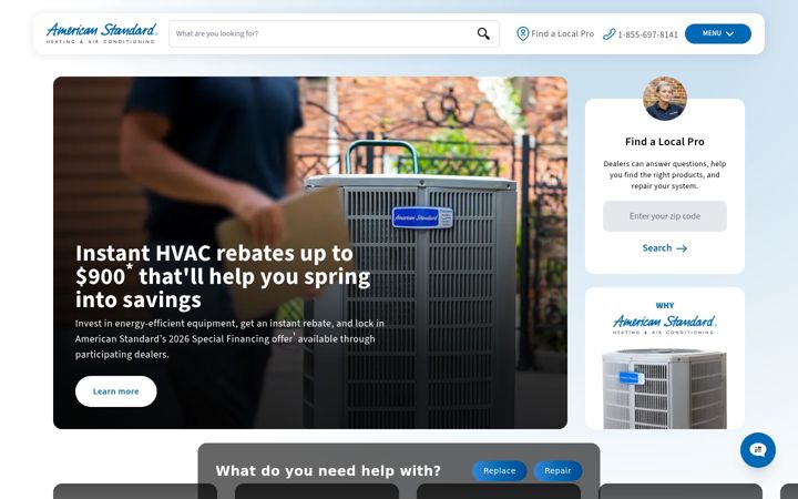 Screenshot of americanstandardair.com