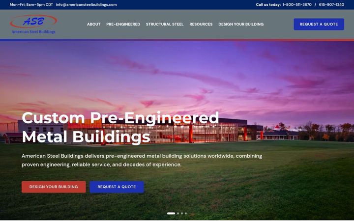 Screenshot of americansteelbuildings.com