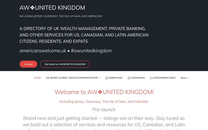 Captură de ecran a americanswelcome.uk