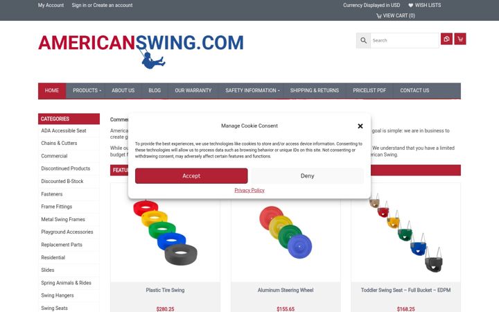 Captură de ecran a americanswing.com