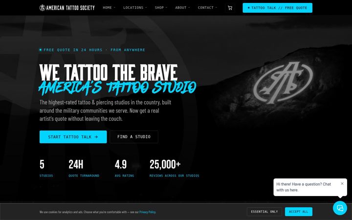 Screenshot of americantattoosociety.com