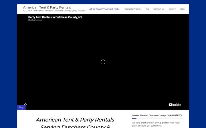 Screenshot of americantentandpartyrentals.com