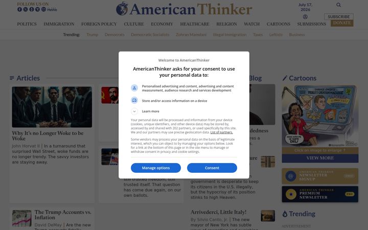 Screenshot van americanthinker.com