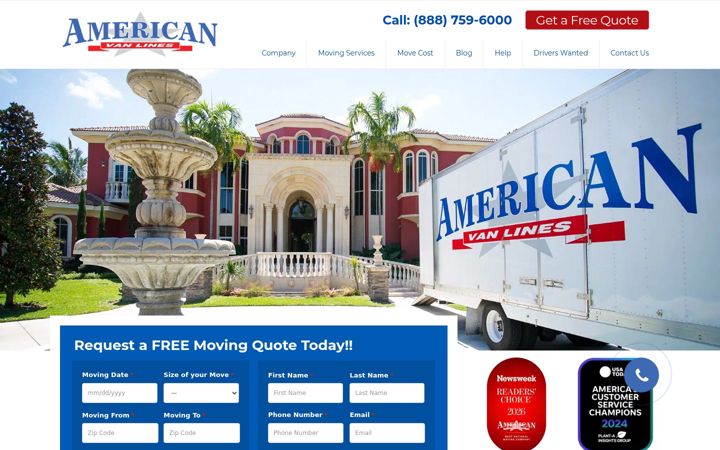 Screenshot of americanvanlines.com