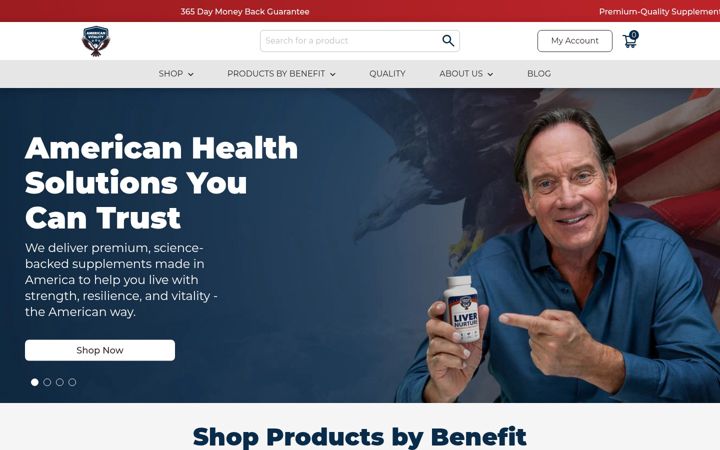 Screenshot of americanvitalityshop.com