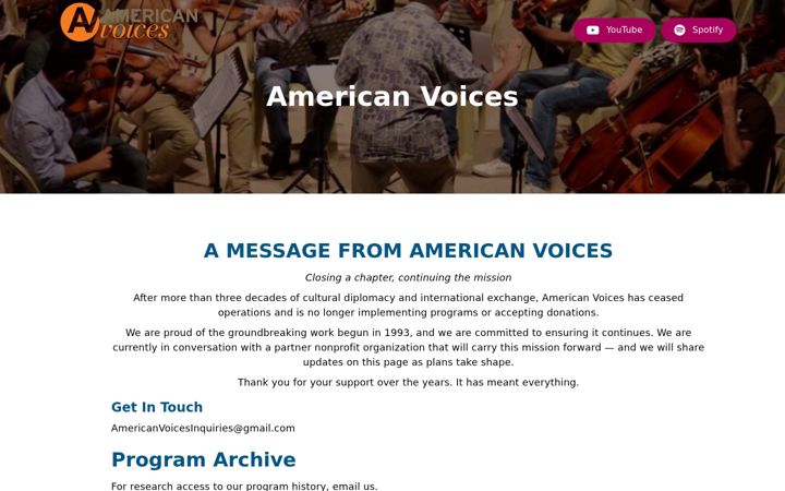 Screenshot of americanvoices.org