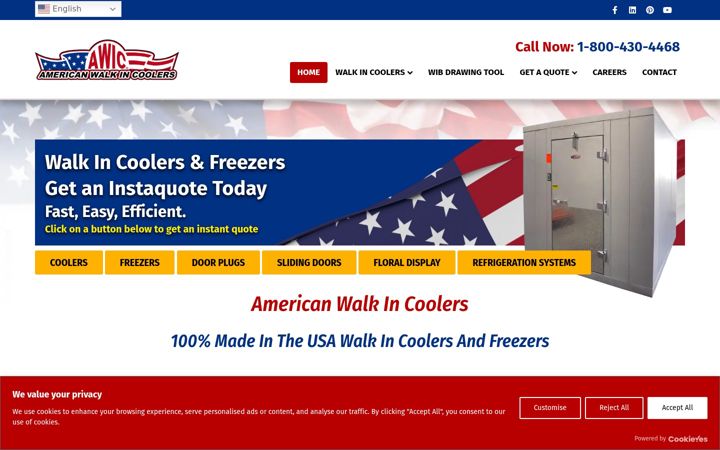 Screenshot of americanwalkincoolers.com