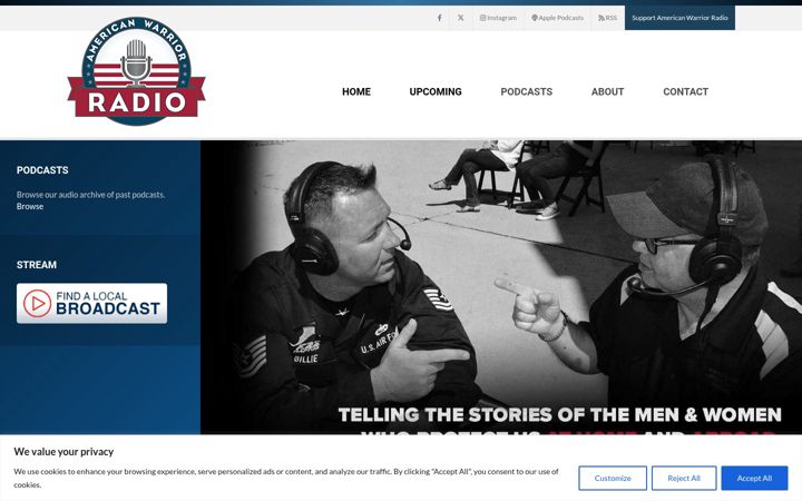 Captura de ecrã de americanwarriorradio.com