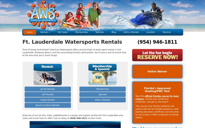 Captura de ecrã de americanwatersports.net