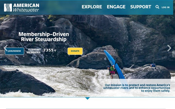 Screenshot of americanwhitewater.org